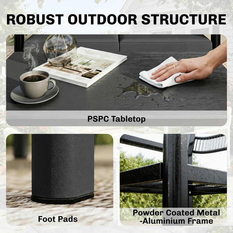Outsunny 4 Seater Rattan Garden Furniture Set with 2 Armchairs, Loveseat, Coffee Table, Dark Grey
