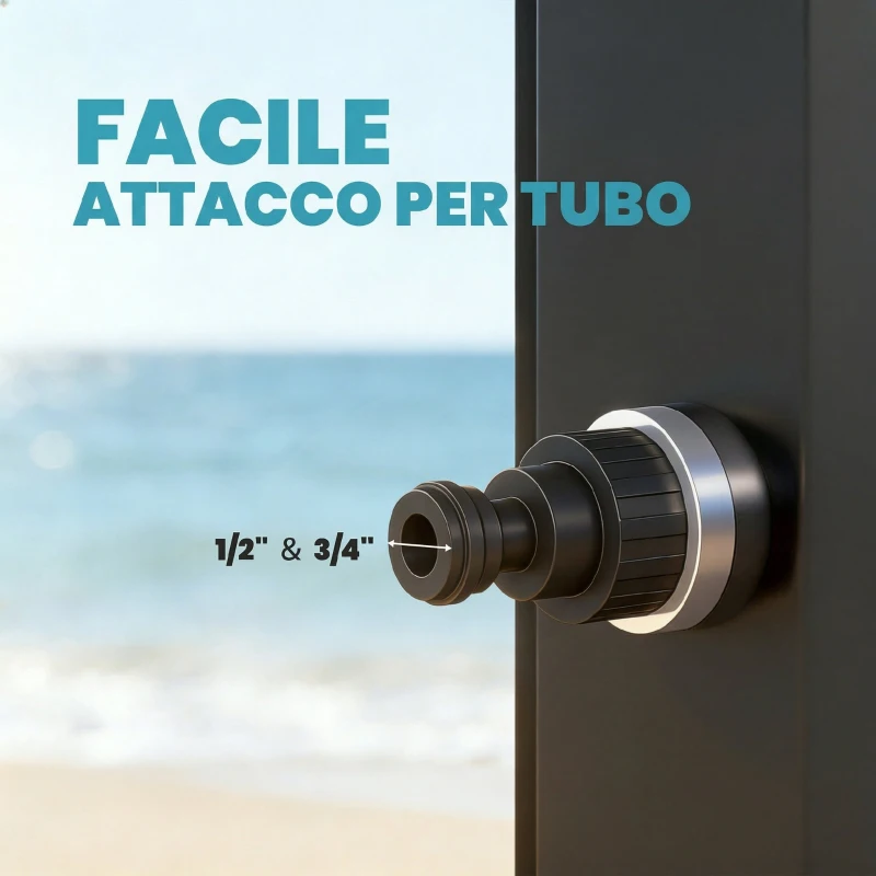 Outsunny Doccia Solare 60L, Doccia da Giardino Esterno con 2 Soffioni Riscaldata