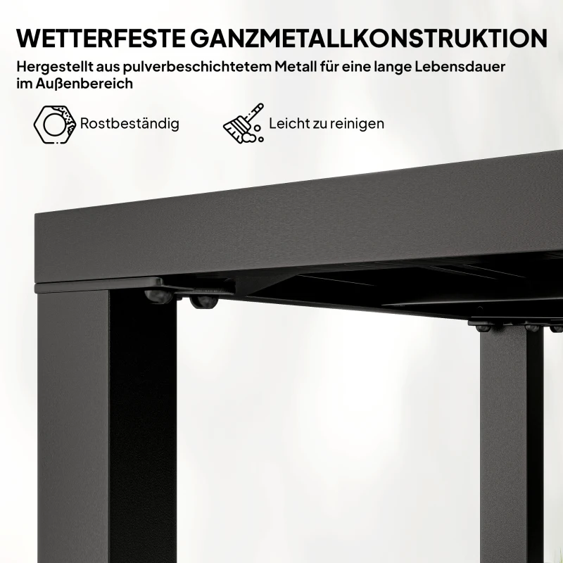 Outsunny Beistelltisch Garten wetterfester Gartentisch mit Lamellendesign, Quadratisch 45 x 45 x 45,5 cm