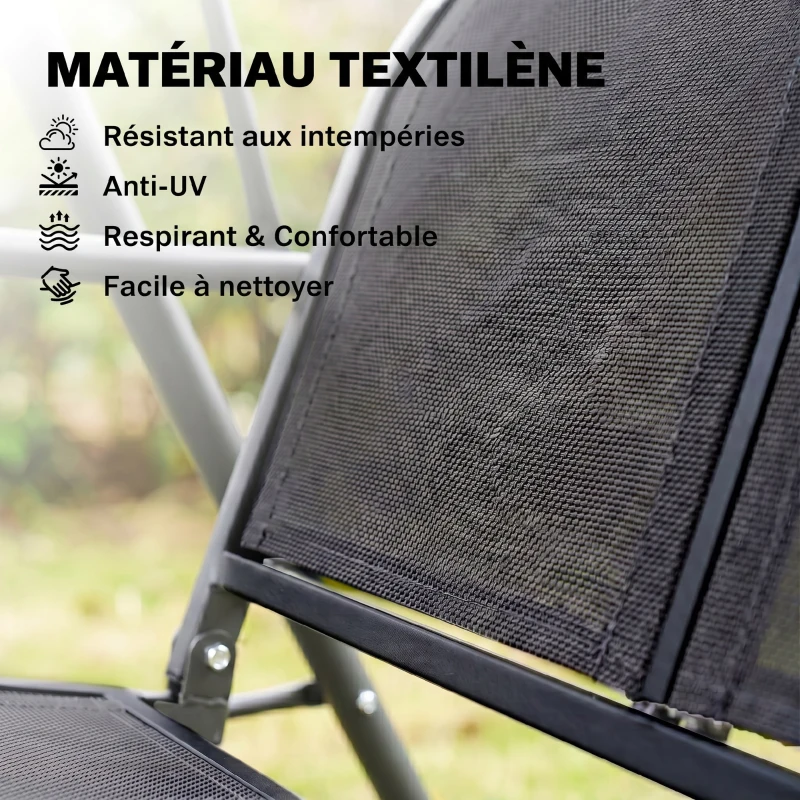 Outsunny Balancelle de Jardin 3 Places Grand Confort Toit Inclinaison réglable Assise et Dossier Ergonomique Acier époxy textilène Noir