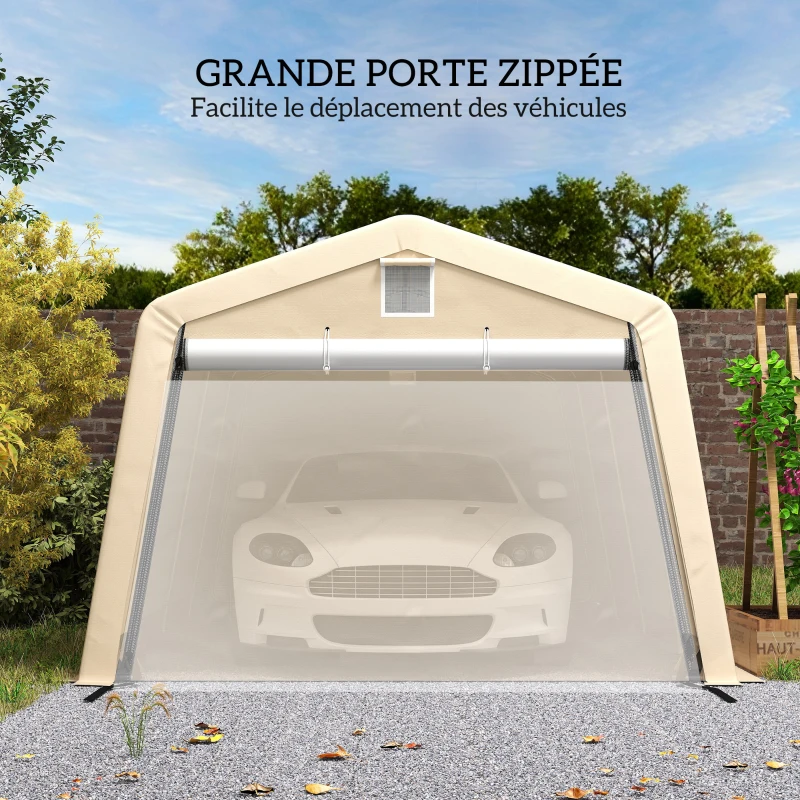 Outsunny Tente garage carport dim. 6,2L x 3,3l x 2,4H m acier galvanisé robuste PE haute densité 150 g/m² imperméable anti-UV(m-6)