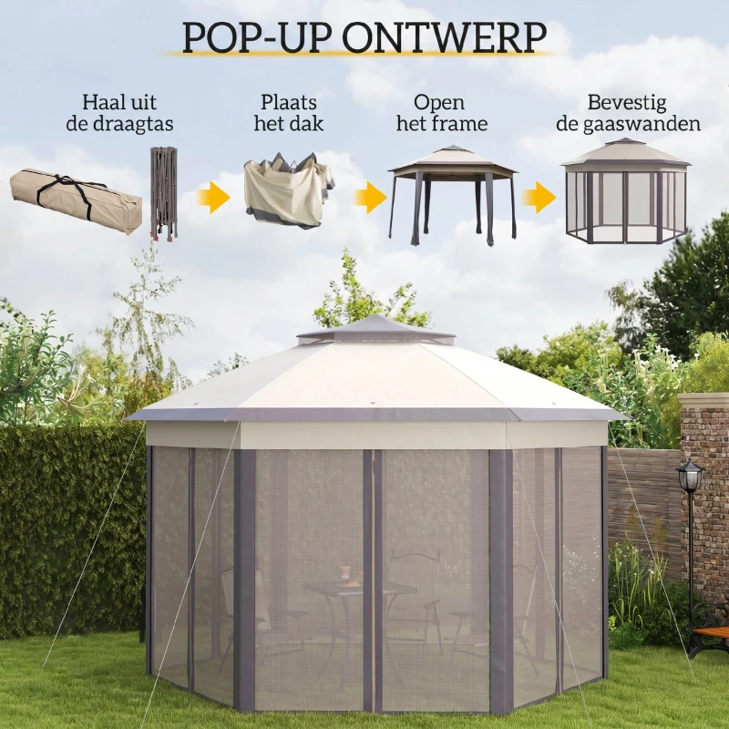Outsunny tuinhuisje 405cm x 405cm x 285cm