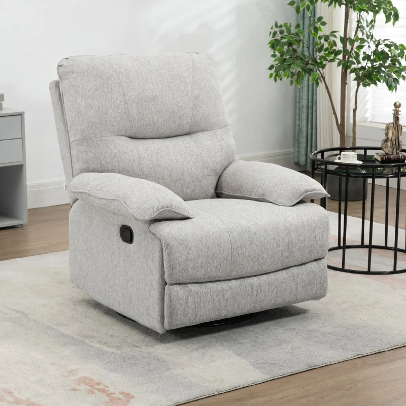 HOMCOM Relaxstoel met Ligfunctie, Voetsteun, tot 160 kg, 89x98x101cm, Lichtgrijs(m-7)