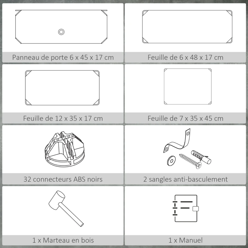 HOMCOM Armoire à chaussures modulable, meuble de rangement avec 6 cubes empilable en plastique, 49 x 36,5 x 108 cm blanc