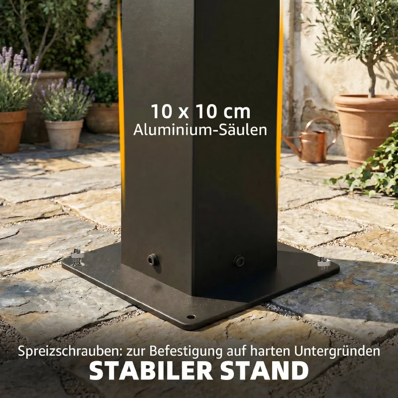 Outsunny Pergola 3x3 m Aluminium Terrassenüberdachung mit LED-Beleuchtung Fernbedienung verstellbar Lamellendach