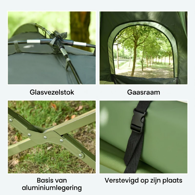 Outsunny Campingbedje met Matras Hoge Slaap Draagbaar, Groen