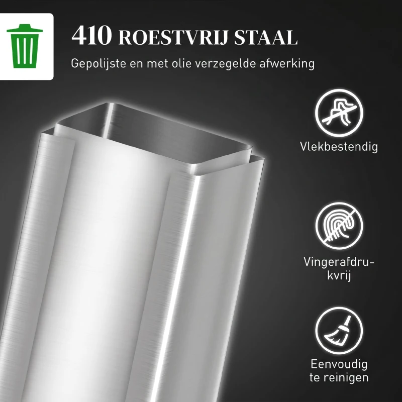 HOMCOM Prullenbak 20L, Soft-Close Deksel, Deodorantvak, Vingerafdrukbestendig, Roestvrij Staal, Zilver(m-5)