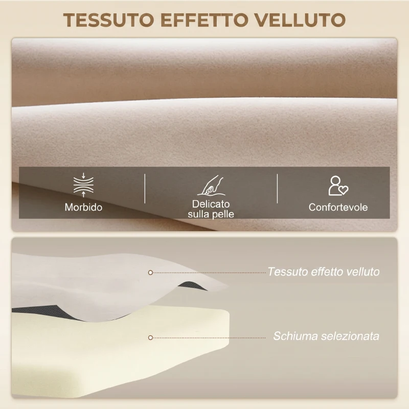 HOMCOM Divano Letto 3 in 1 in Tessuto Effetto Velluto con Schienale Regolabile e 2 Cuscini, 102x73x81 cm, Beige