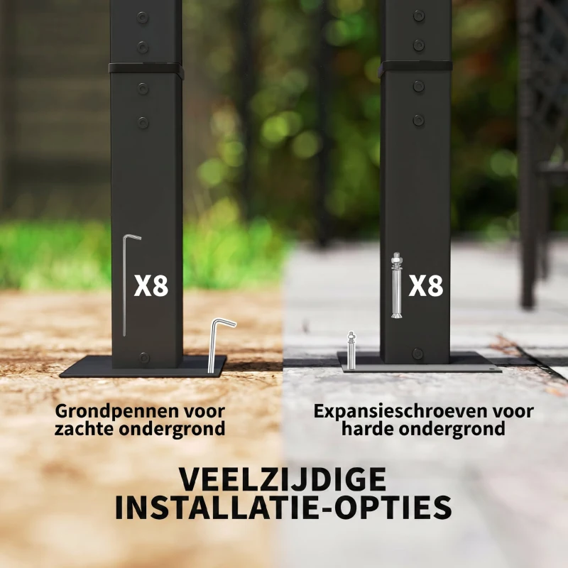 Outsunny 3 x 3 m Tuinpergola met Verstelbaar Dak, Metalen Frame, UPF30+ Bescherming, Zonnedak voor Veranda, Terras, Beige