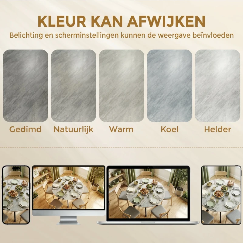 HOMCOM Inklapbare eettafel voor 2-6 personen, ronde tafel met dubbel X-stalen frame, dik tafelblad, cementgrijs
