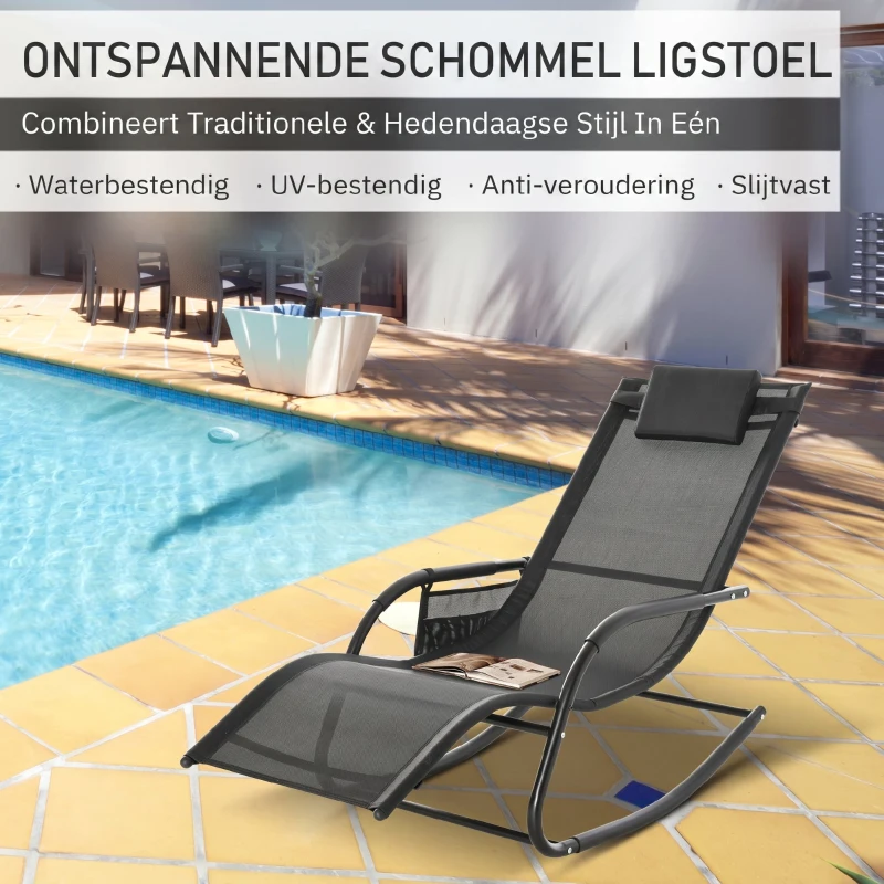 Outsunny Schommelstoel Zwart 150cm x 62cm x 88cm