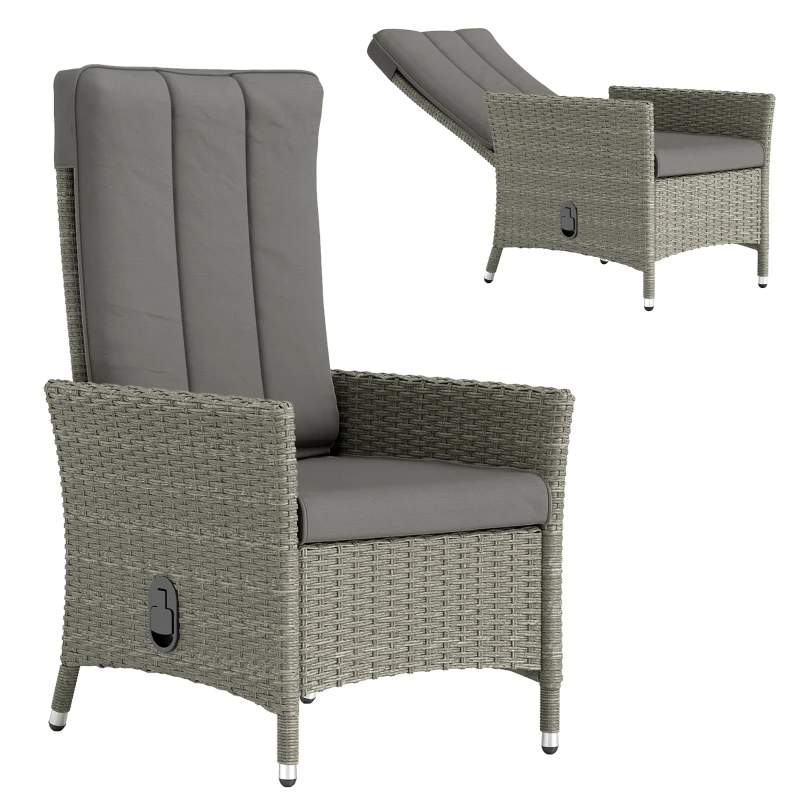 Outsunny 105°-150° Reclining Rattan Chair - Grey