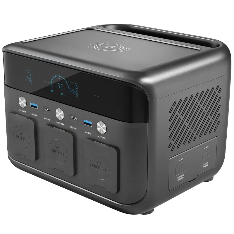 HOMCOM Portable Power Station with LiFePO4 Battery, 1.5H Fast Charge, Camping Power Pack with 600W AC/USB-A & USB-C Output