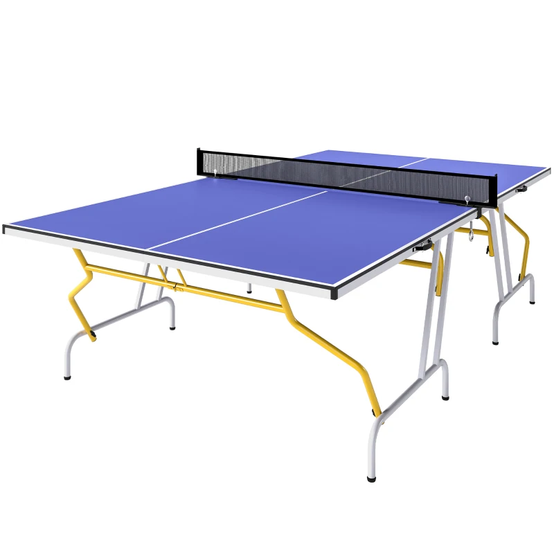 SPORTNOW Table de tennis de table pliable compacte avec 2 raquettes + 3 balles 274L x 152,5l x 76H cm bleu
