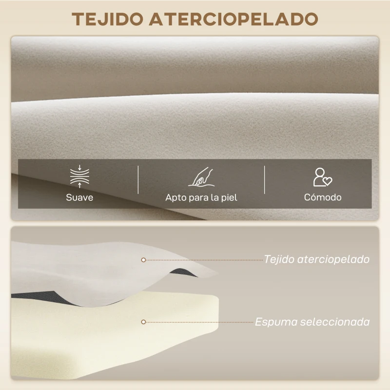 HOMCOM Sofá Cama Convertible 4 en 1 2 Plazas Plegable con Respaldo Ajustable, Almohadas, 102x73x81 cm, Beige Claro