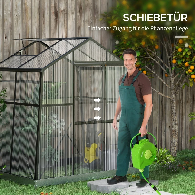 Outsunny Kas Kweekhuis Kweekbed, weerbestendig, 192 x 131 x 203 cm, Zwart