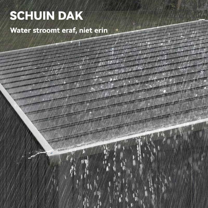 Outsunny Metalen Opbergschuur 2,81m² 154x206,5x181 cm Schuurtje met lessenaarsdak Fundament(m-6)