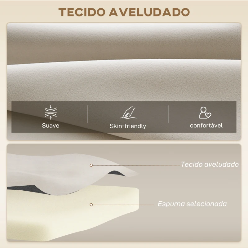 HOMCOM Sofá Cama Convertível 2 Lugares Dobrável com Encosto Ajustável em 5 Níveis e 2 Almofadas 102x73x81 cm Bege Claro