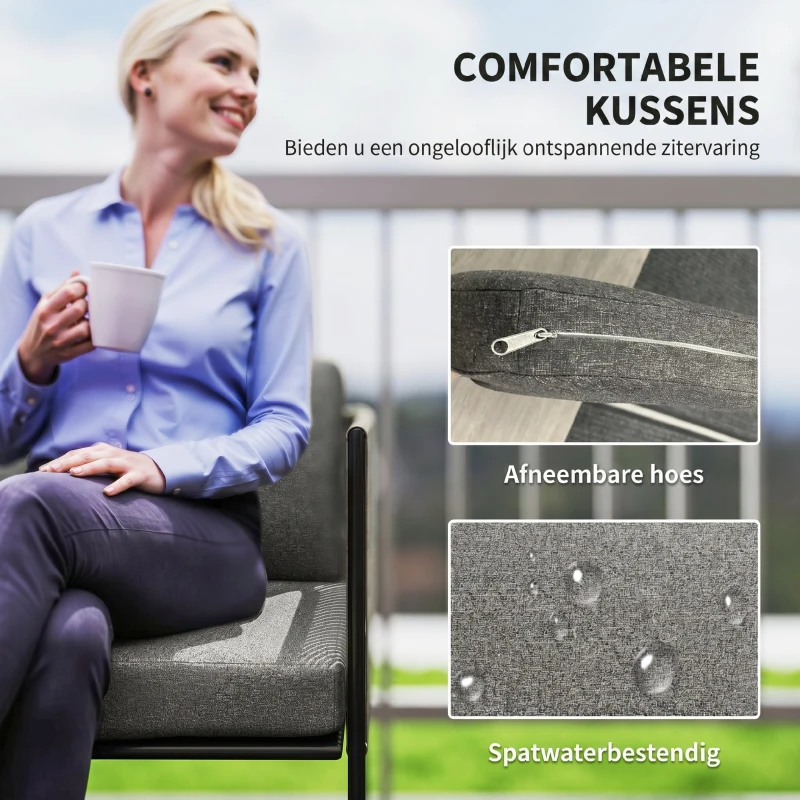 Outsunny Polyrattan Tuinmeubelset Lounge-Set met Sofa, Stoelen, Tafel en Kussens Weerbestendig 116 x 60 x 69 cm Bruin+Donkergrijs