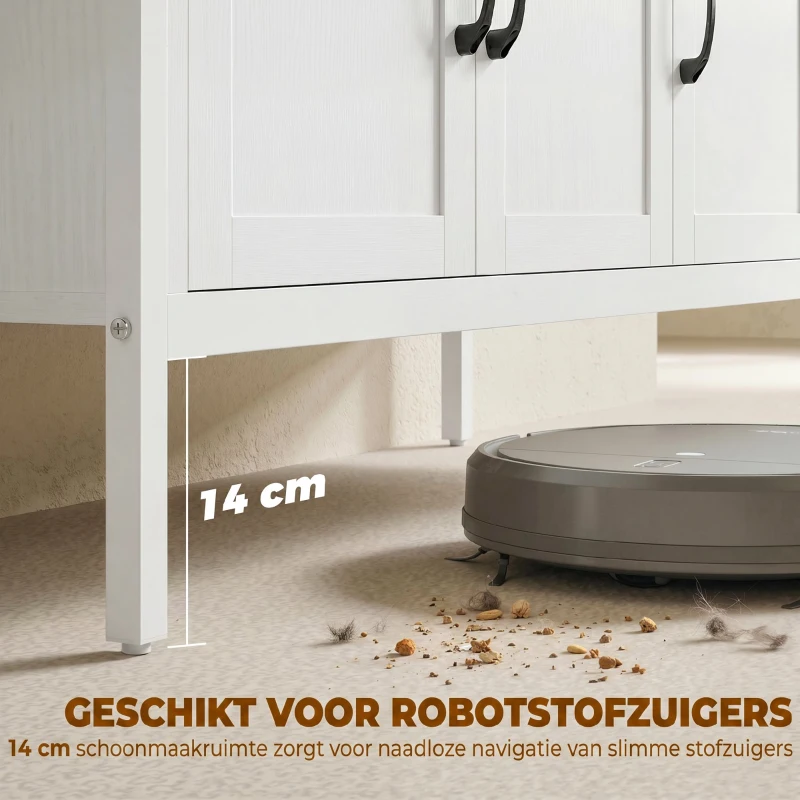 HOMCOM Dressoir met Verstelbare Planken, Buffetkast met Laden, 95 cm, Wit