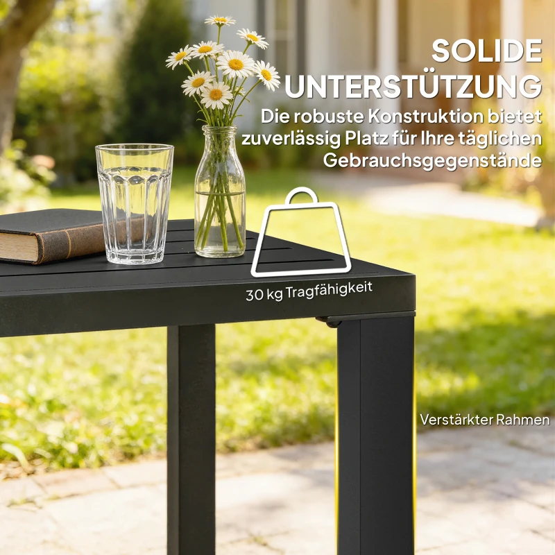 Outsunny Beistelltisch Garten wetterfester Gartentisch mit Lamellendesign, Quadratisch 45 x 45 x 45,5 cm
