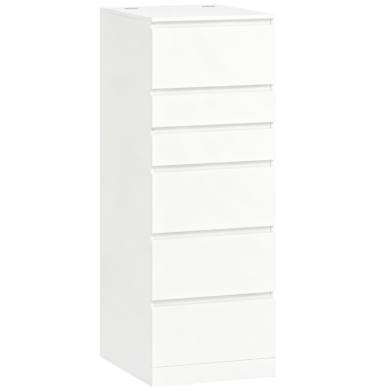 HOMCOM Commode haute pour chambre avec miroir relevable, Blanc