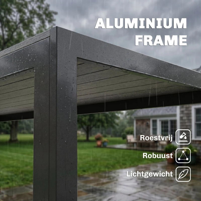 Outsunny Tafel Aluminium WPC eettafel tuintafel tuinmeubel balkon zwart