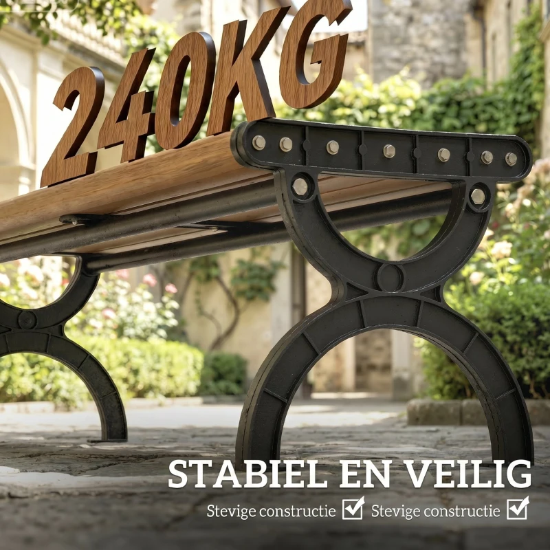 Outsunny Tuinbank 2-zits, buitenbank met metalen frame en lattenzitting, terrasmeubilair voor tuin en terras