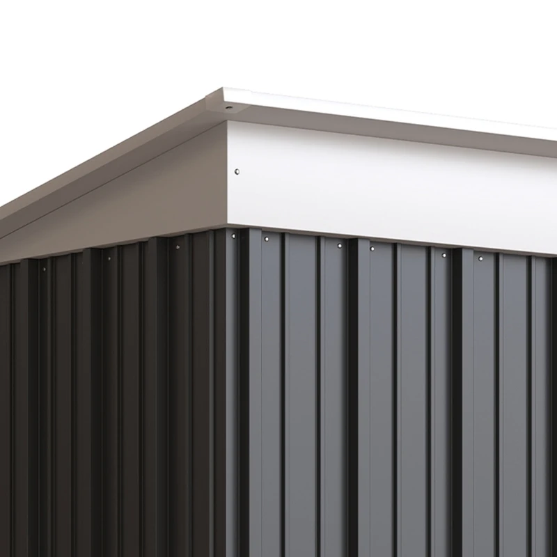 Outsunny Tuinschuur, outdoor berging van golfplaatstaal, wandontwerp, verstelbare planken, afsluitbare deur Donkergrijs