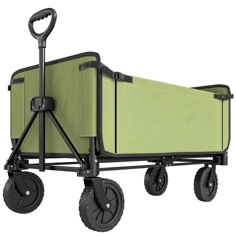 Outsunny Chariot de jardin pliable 130 L chariot de transport sac amovible poignée télescopique rotative 90 x 50 x 60 cm noir