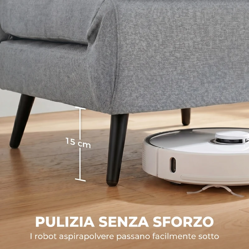HOMCOM Poltrona Letto con Schienale Regolabile 3 Posizioni e Cuscino Sfoderabile, Tessuto Effetto Lino, Grigio Chiaro