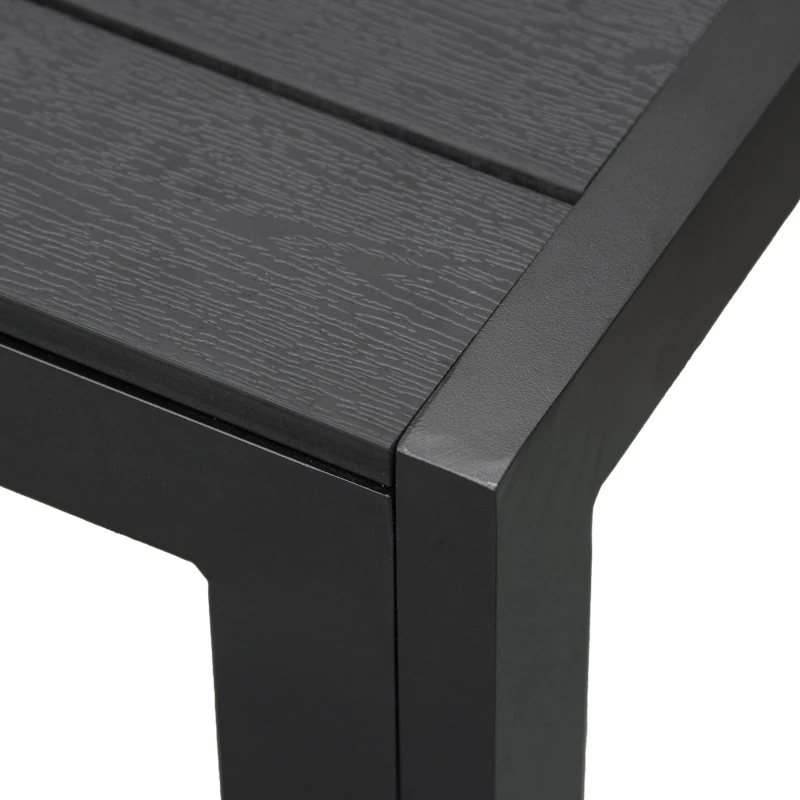 Outsunny Tafel Aluminium WPC eettafel tuintafel tuinmeubel balkon zwart