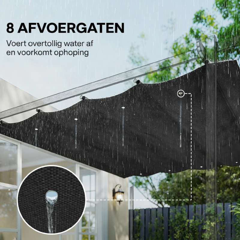 Outsunny vervangend dak 3x2.15m polyester uitschuifbaar voor tuinpaviljoen grijs