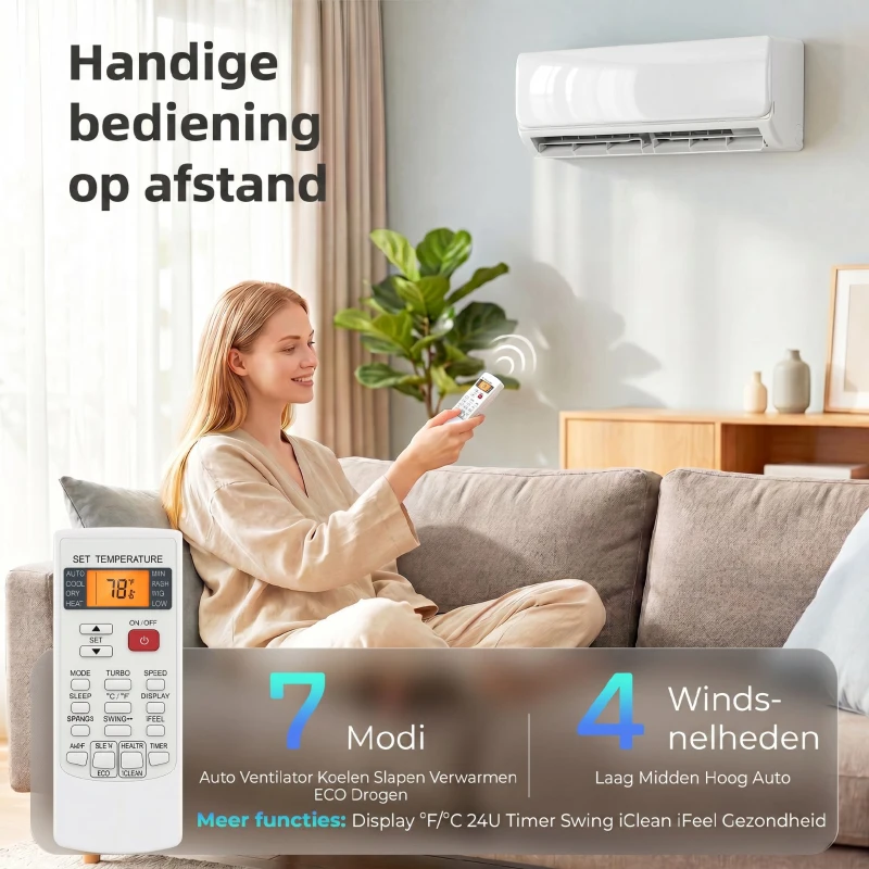 HOMCOM 9000 BTU mini-split airco & warmtepomp, WiFi-compatibele inverter-airco met installatieset