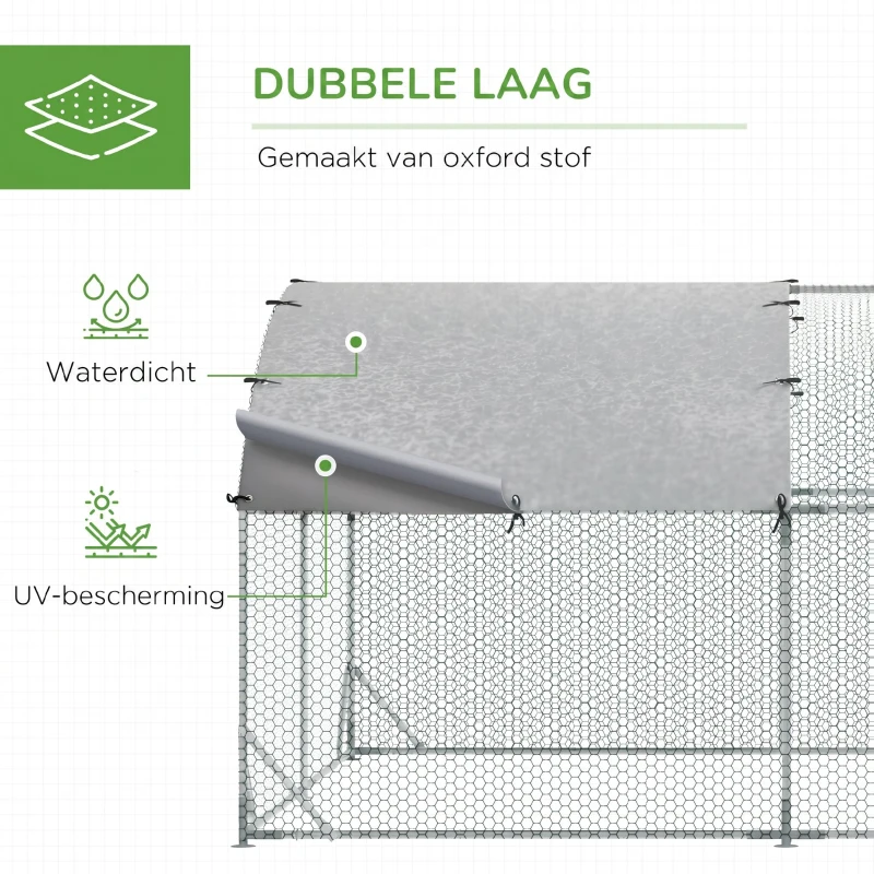 PawHut Gehege für Kleintiere, Outdoor-Freilaufgehege für Hühner, Kaninchen, Enten, stabile Konstruktion, Stahl und Oxford-Stoff