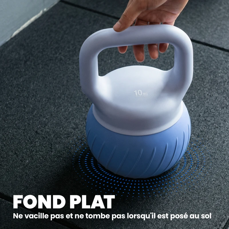 SPORTNOW Kettlebell 10 kg, haltère avec poignée Antidérapante ergonomique, haltère à boule, musculation, entraînement, Bleu