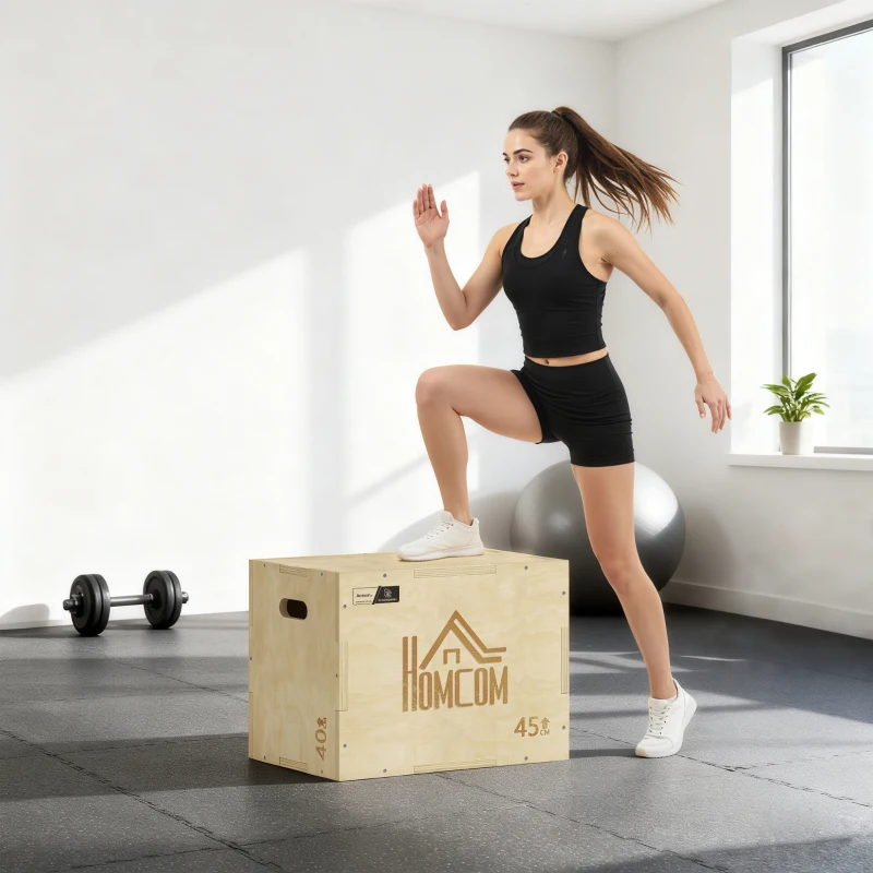 Box jump pliométrie 3 en 1 - Collaboration Aosom.fr x FFHandball - boîte à saut musculation fitness bois
