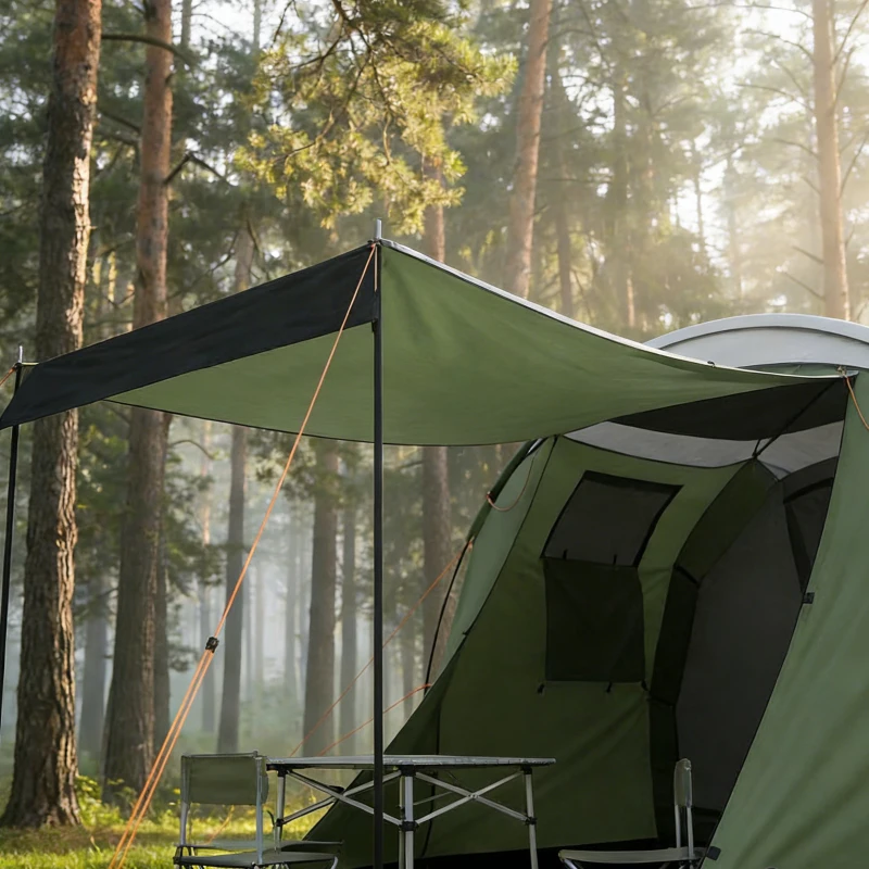 Outsunny Campingtent voor 3-4 personen stevig 3000 mm waterdicht familietent met slaapcabine voortent leefruimte Groen