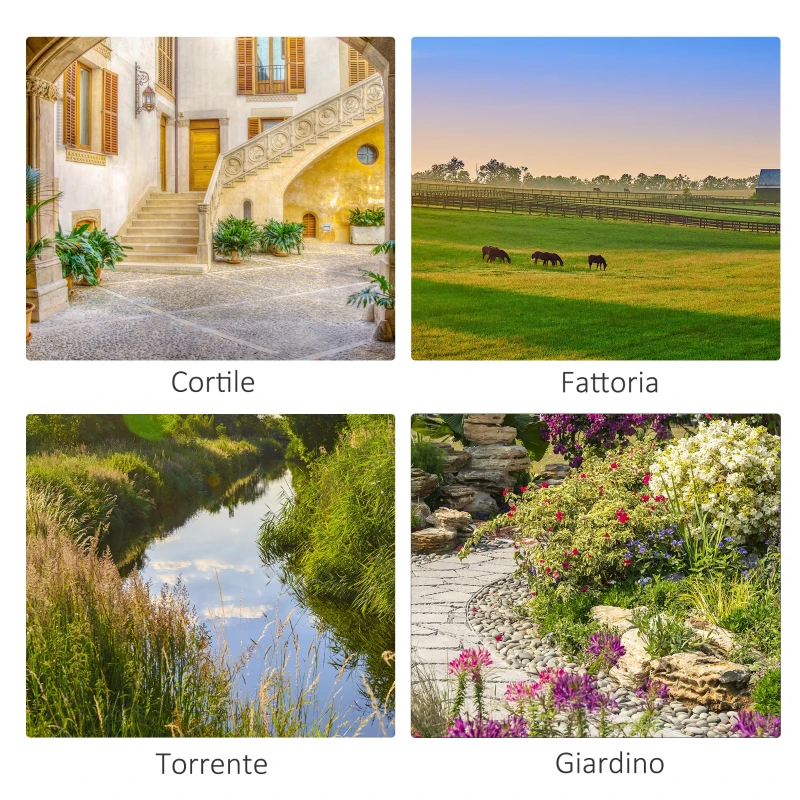 Outsunny Ponte da Giardino in Legno per Laghetto con Passerella ad Arco