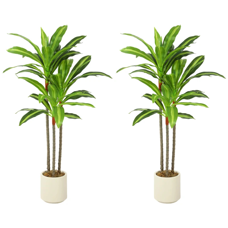 HOMCOM 90cm Lifelike Fake Tree, Artificial Dracaena Tree with Bendable Trunks, Green