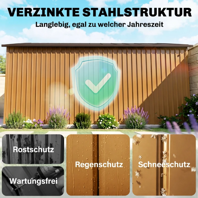 Outsunny tuinhuisje metaal bruin 340 x 386 x 200 cm