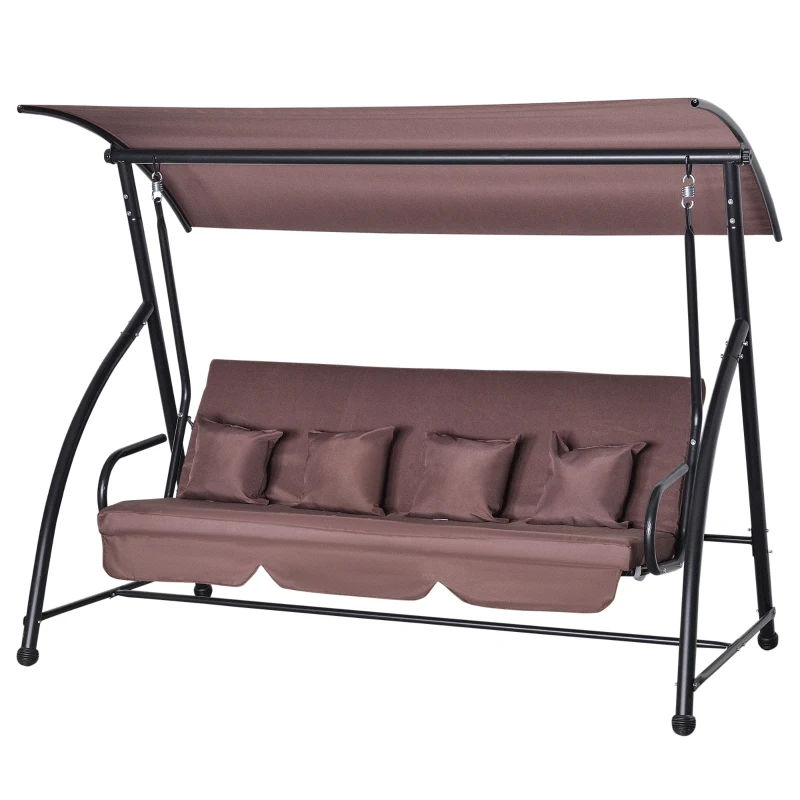 Outsunny Hollywoodschaukel mit Liegefunktion Braun 215 x 120 x 165cm