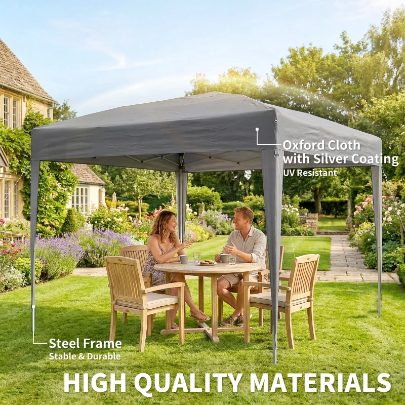 Outsunny 3 x 3 m Garden Pop Up Gazebo Marquee Party Tent Wedding Canopy, Height Adjustable with Carrying Bag, Grey