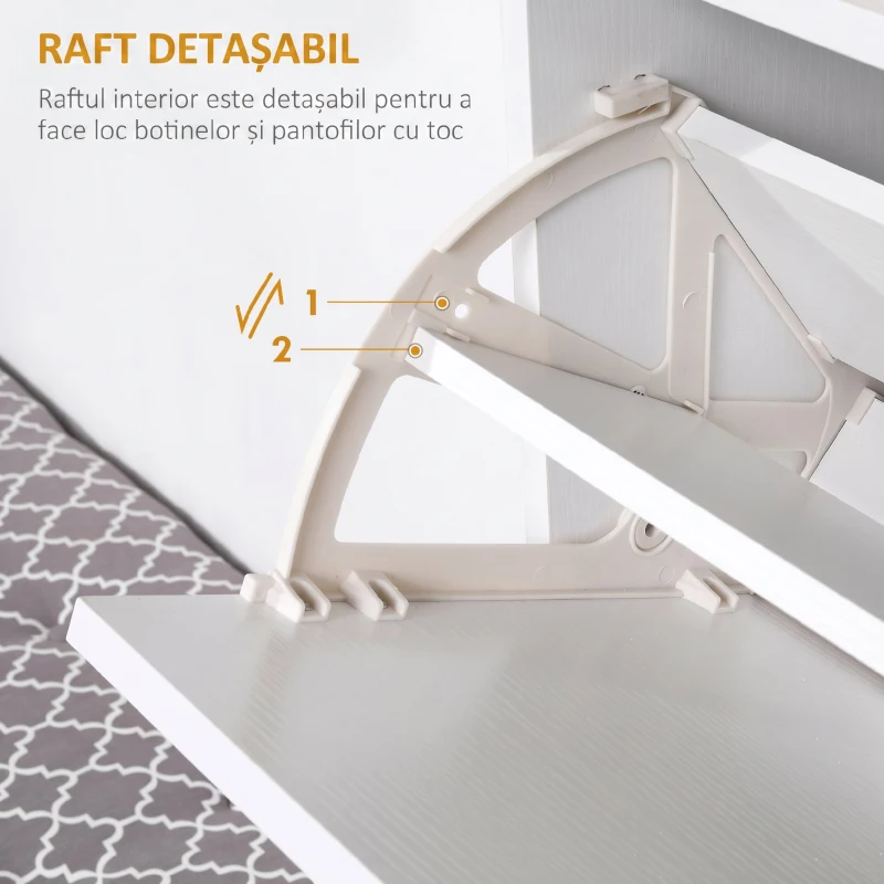 HOMCOM dulap pantofi, 3 compartimente, 60×24×132cm, alb(m-5)