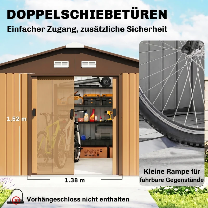 Outsunny tuinhuisje metaal bruin 340 x 386 x 200 cm