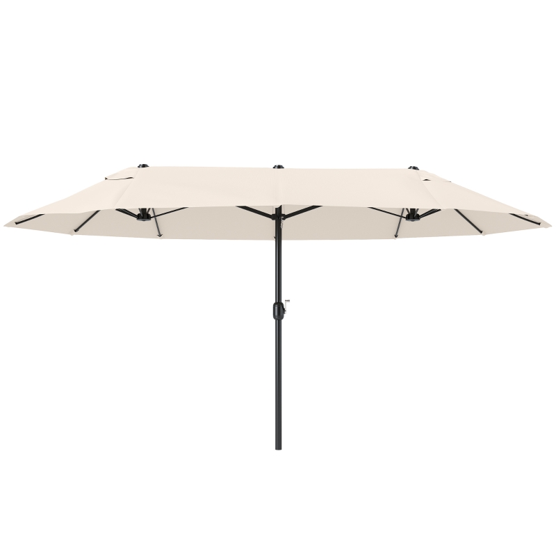 Outsunny Parasol de jardin exterieur parasol double 4,6L x 2,7l x 2,4H m ouverture fermeture manivelle acier polyester haute densité crème