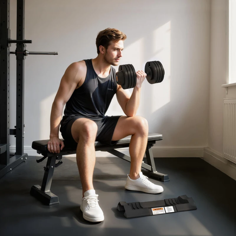 SPORTNOW Verstellbare Hantel, 7-24 kg Hantel mit Ablagefach, rutschfest Griff, Kurzhantel aus Kunststoff