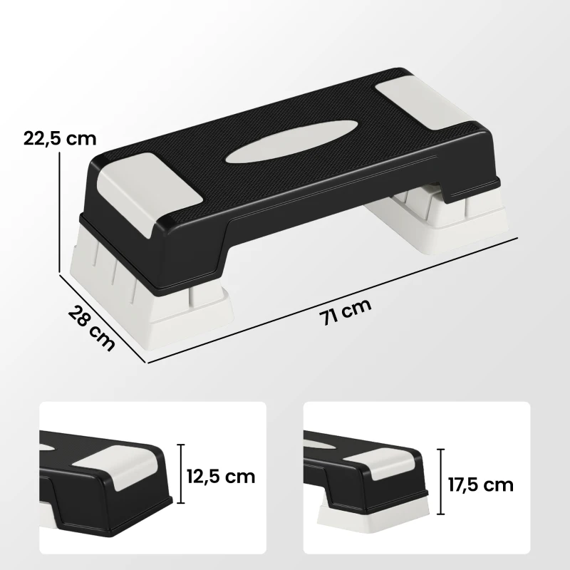 HOMCOM Stepboard stepper aerobics fitness hometrainer drievoudig in hoogte verstelbaar zwart