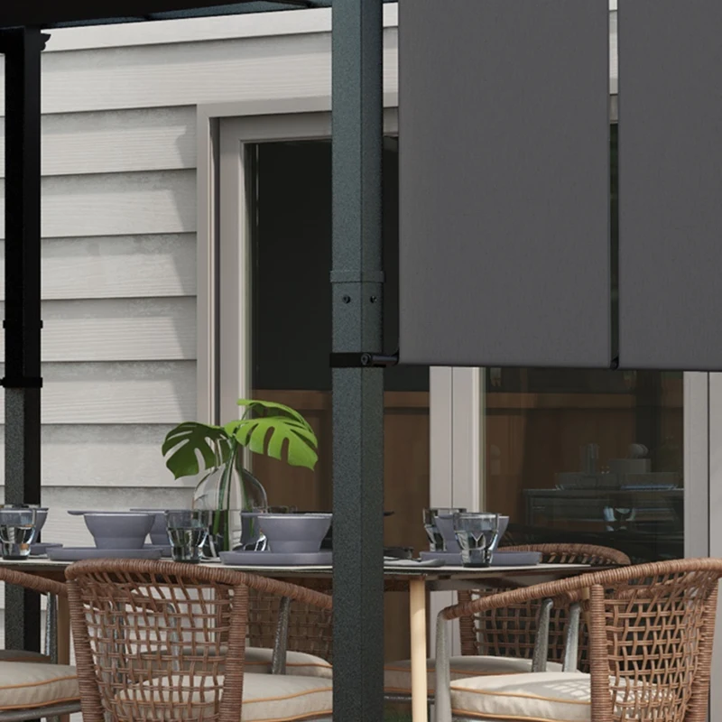 Outsunny Markise Sonnenschutz. Pergola, wetterbeständig,  inkl. Befestigungsmaterial, 3 x 3,5 m, Dunkelgrau