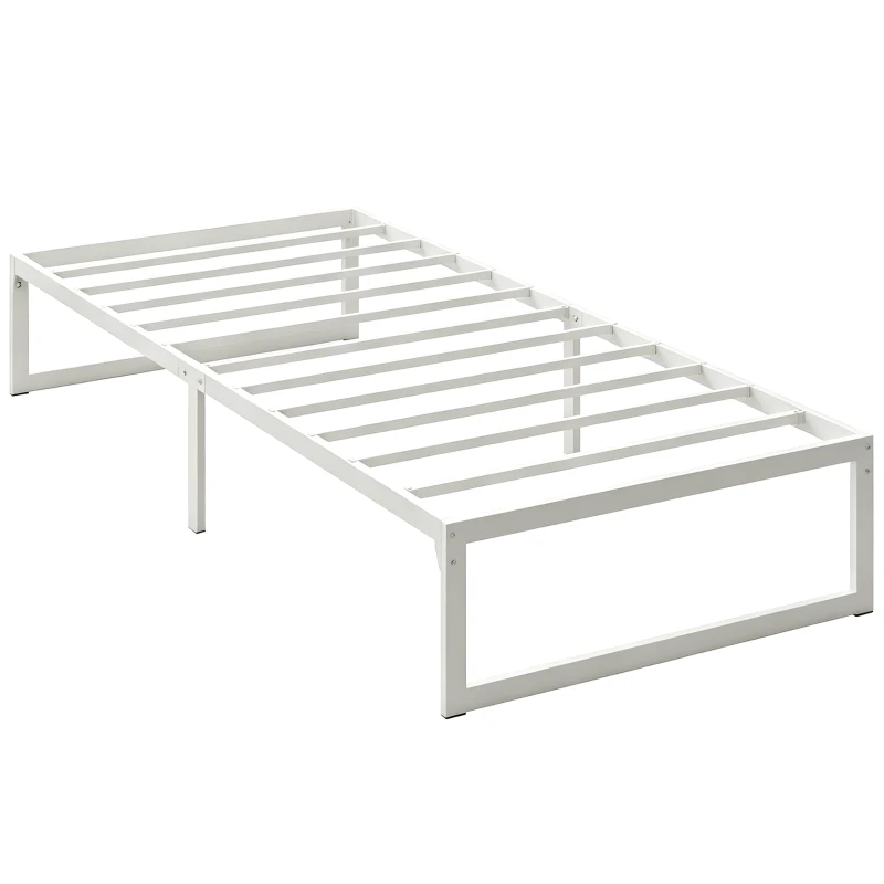 HOMCOM Cadre de lit avec rangement et sommier à lattes en acier, 32,5 cm de hauteur, silencieux, 200 x 90 cm, Blanc